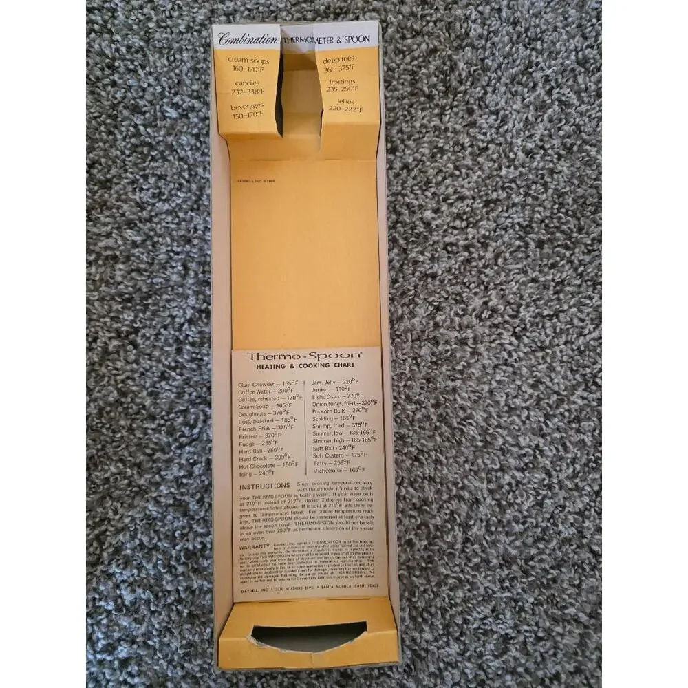 Vintage Thermo Spoon Cooking Thermometer Ladle 1960s Kitchen Gadget w Box Retro